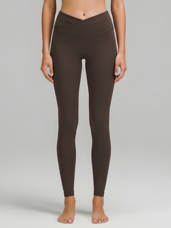 Leggings chocolat – taille croisée
