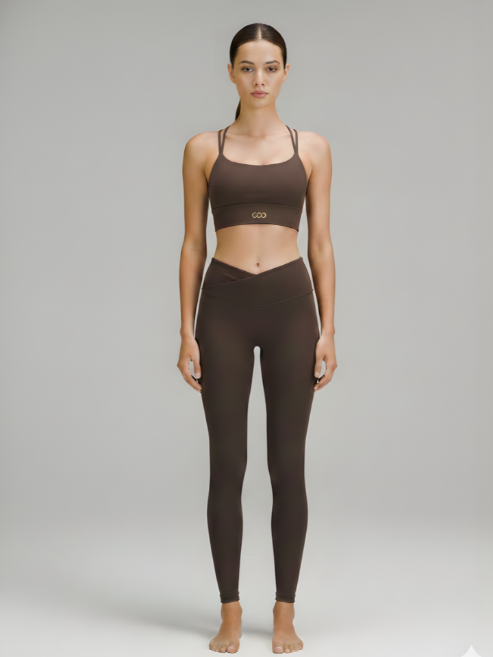 Leggings chocolat – taille croisée